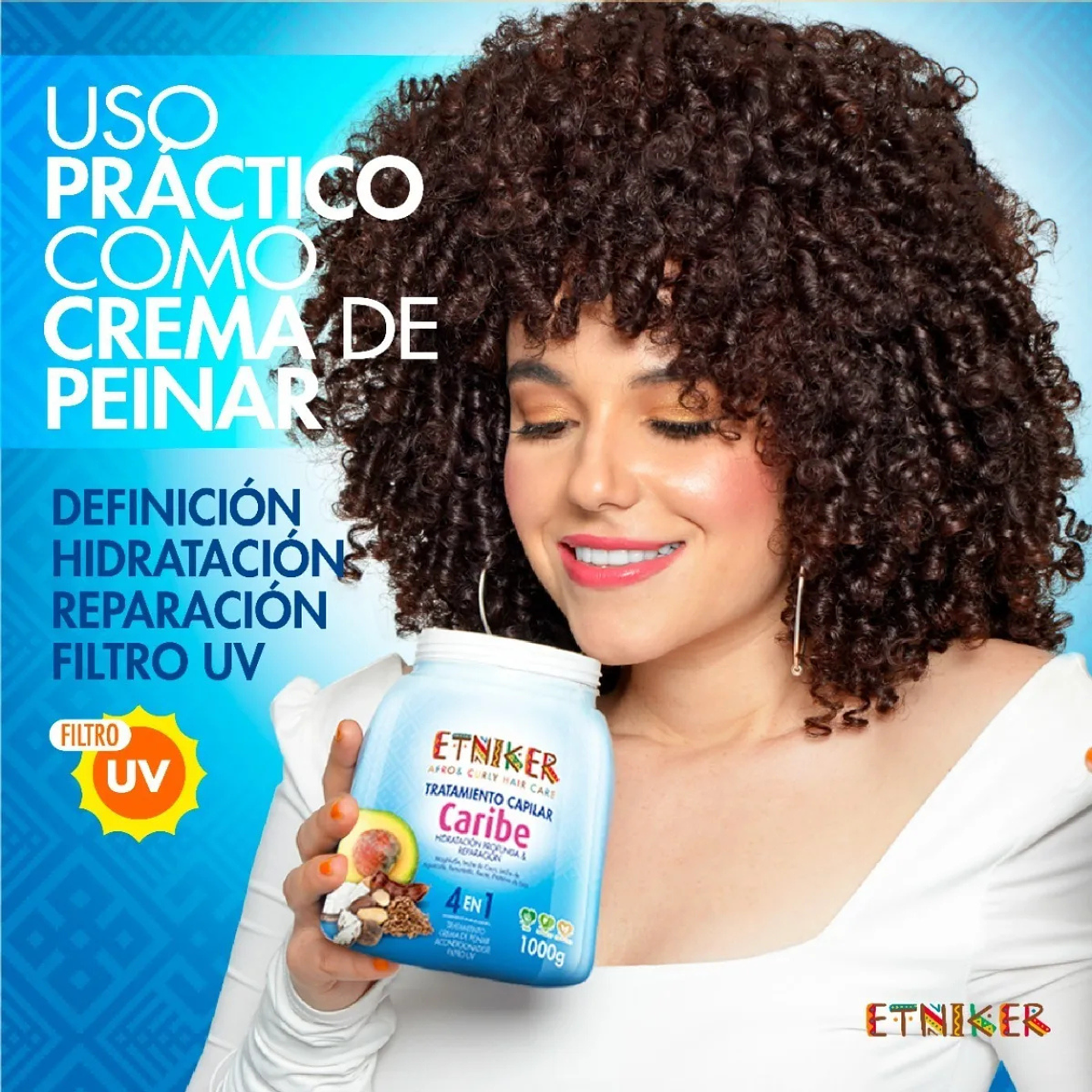 Maskarilla Etniker Caribe 4en1 Rizos , Hidratacion Profunda 4