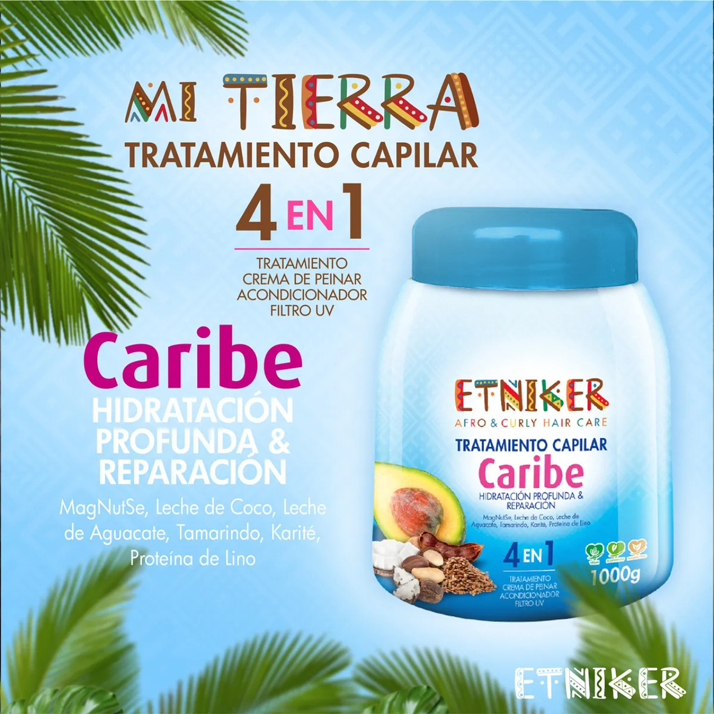Maskarilla Etniker Caribe 4en1 Rizos , Hidratacion Profunda 5