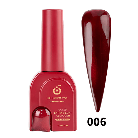 Esmalte Ojo De Gato Cat Eye Rojo Burgundy Red 12ml Cherimoya 006
