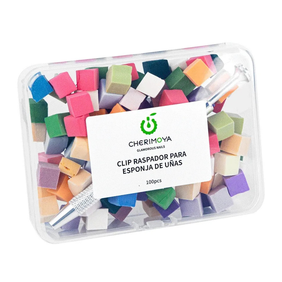 Pinza De Agarre Y 100 Esponjas Blender Manicuria Cherimoya 1