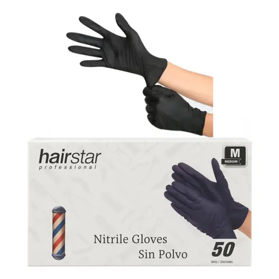 Guantes Nitrilo Negro  Peluqueria Hairstar Profesional Talla M Negro M 1