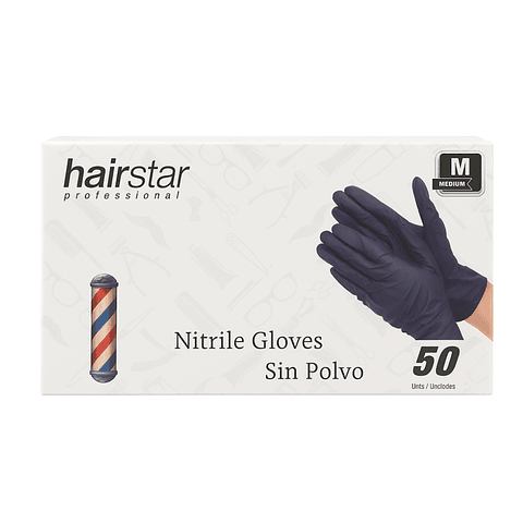Guantes Nitrilo Negro  Peluqueria Hairstar Profesional Talla M Negro M