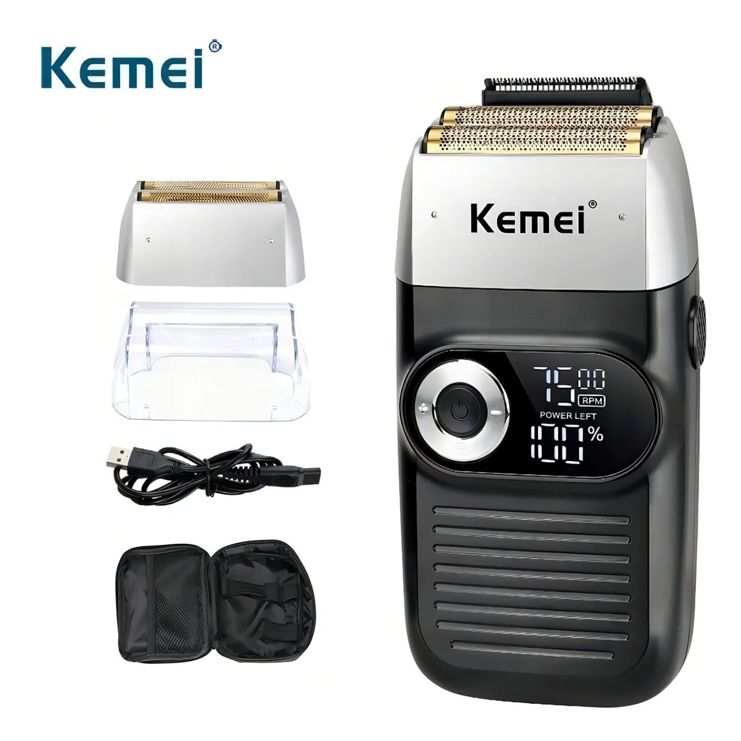 Máquina Afeitadora Kemei Km-2026 Negra Negro 2