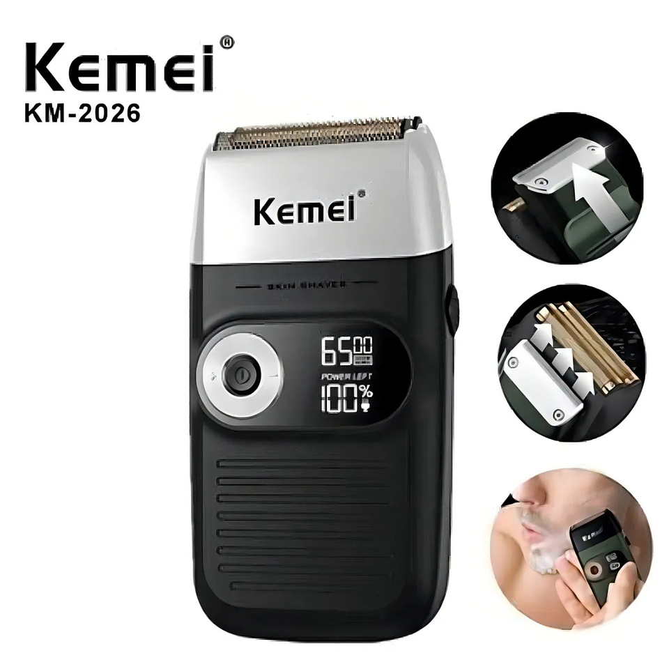 Máquina Afeitadora Kemei Km-2026 Negra Negro 3