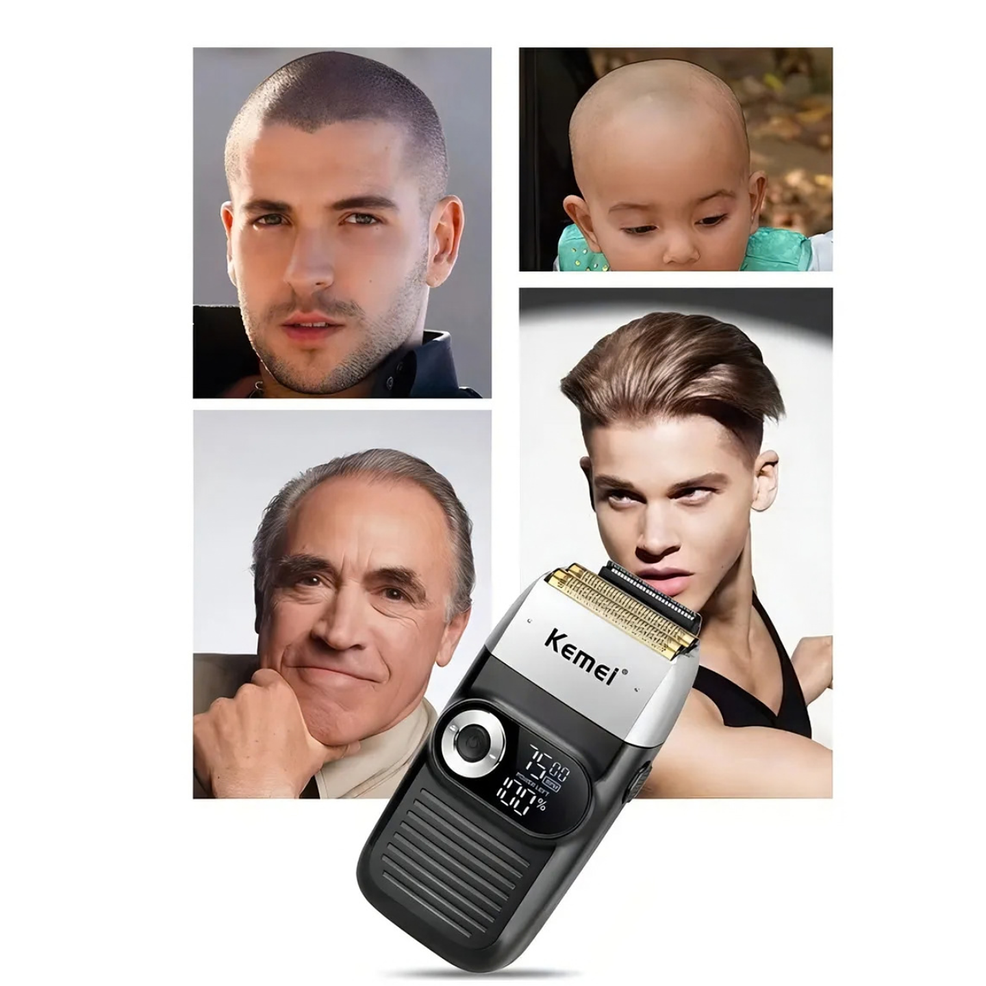 Máquina Afeitadora Kemei Km-2026 Negra Negro 5