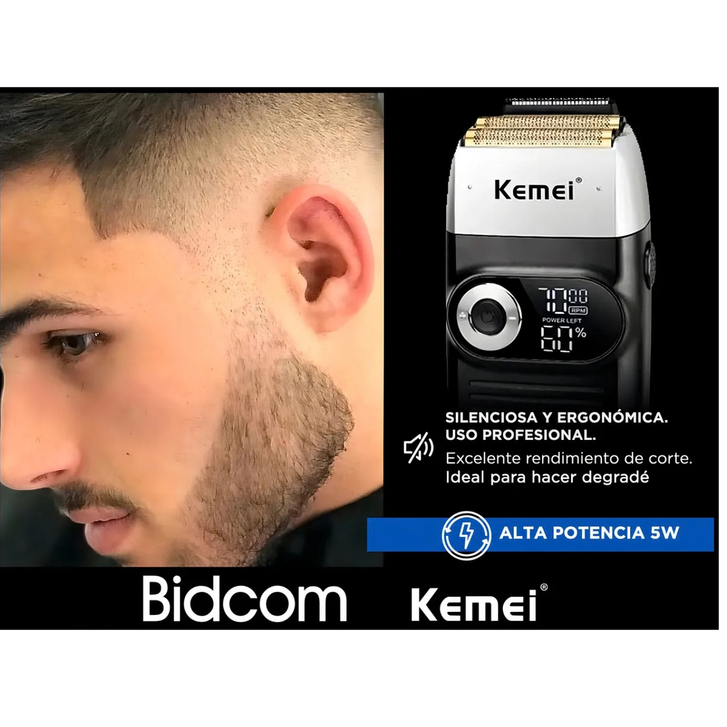 Máquina Afeitadora Kemei Km-2026 Negra Negro 6