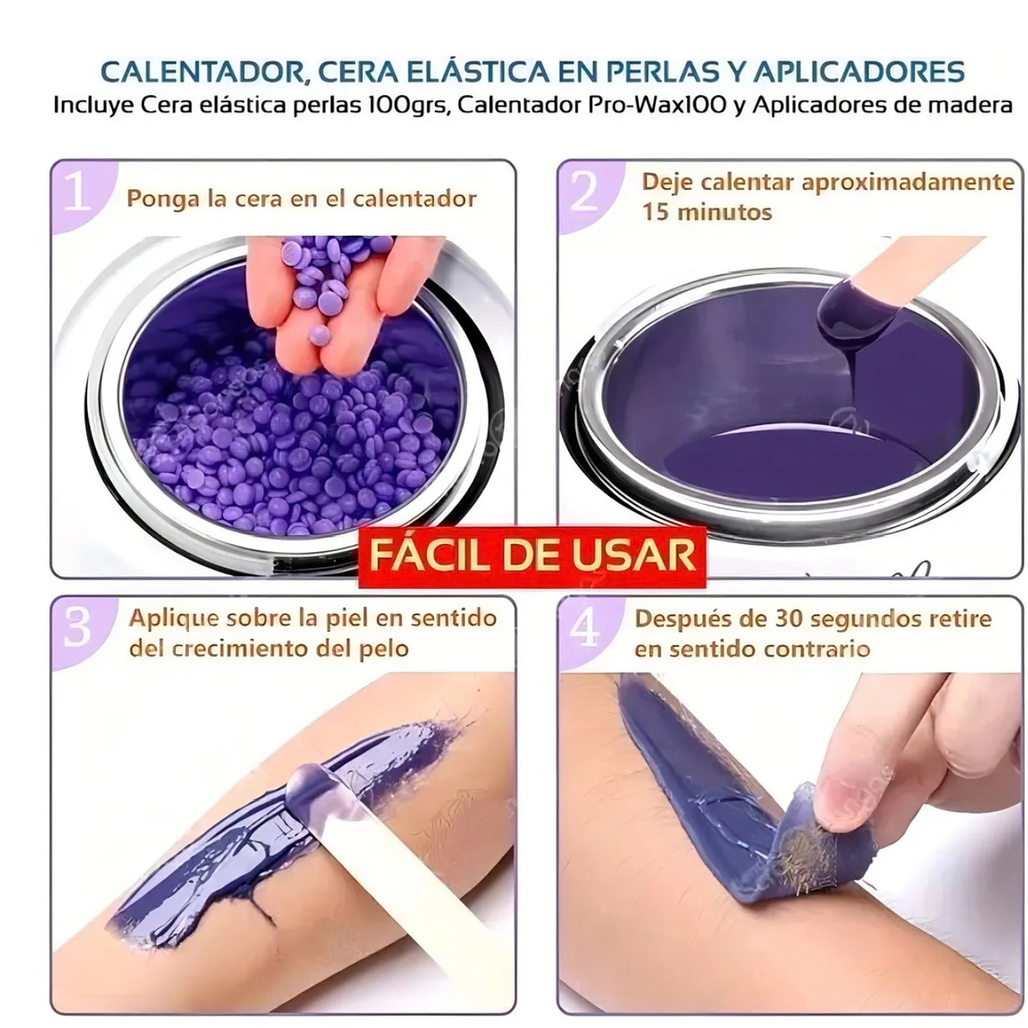 Cera Depilatoria MaxCare 1000gr Lavanda  3