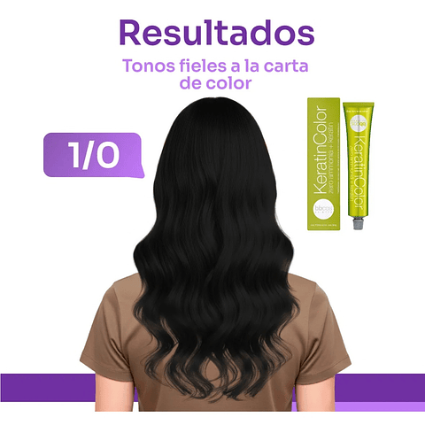 Tintura Cabello Sin Amoniaco Kerantin Color Bbcos Tono Negro 1/0