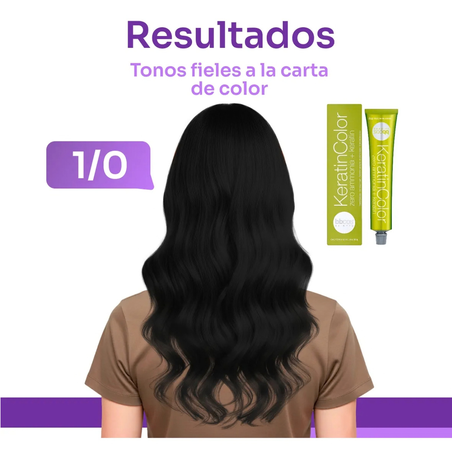 Tintura Cabello Sin Amoniaco Kerantin Color Bbcos Tono Negro 1/0 2