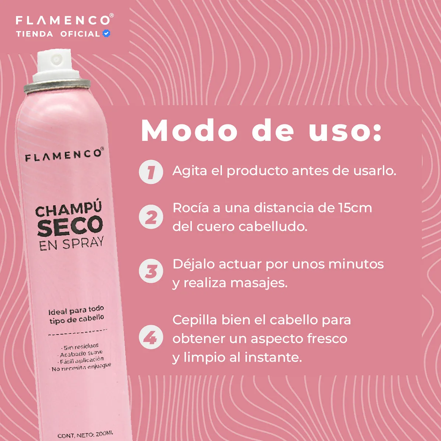 Shampoo En Seco en Spray Flamenco 200ml 3