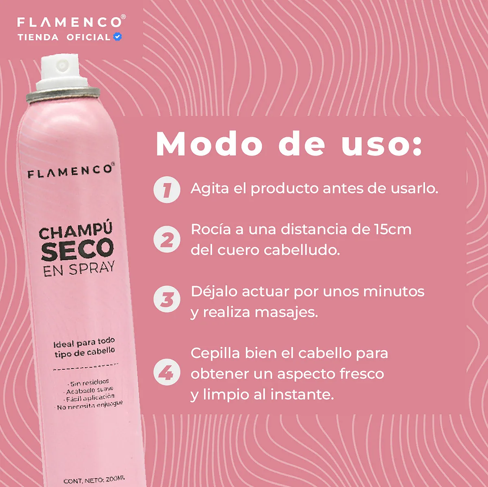 Shampoo En Seco en Spray Flamenco 200ml 3