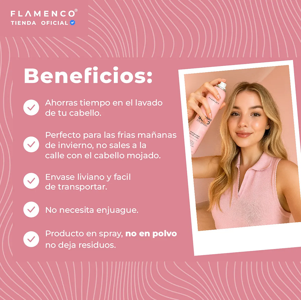 Shampoo En Seco en Spray Flamenco 200ml 4