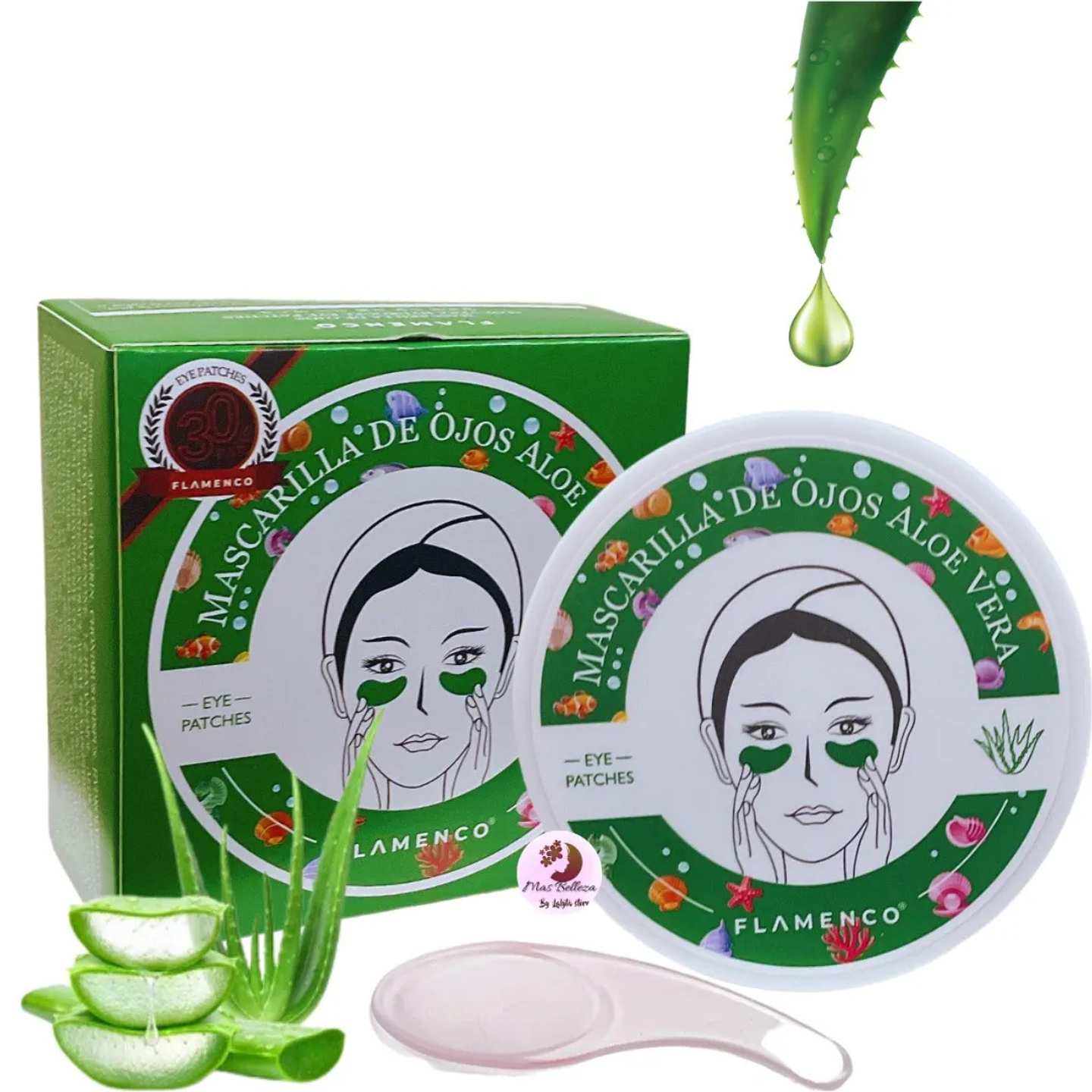 Parches Mascarilla Hidrogel Aloe Vera Anti Ojeras Flamenco 1