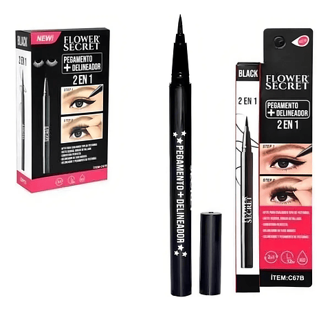 Delineador De Ojos Mágico Con Pegamento Pestañas Flower Secret