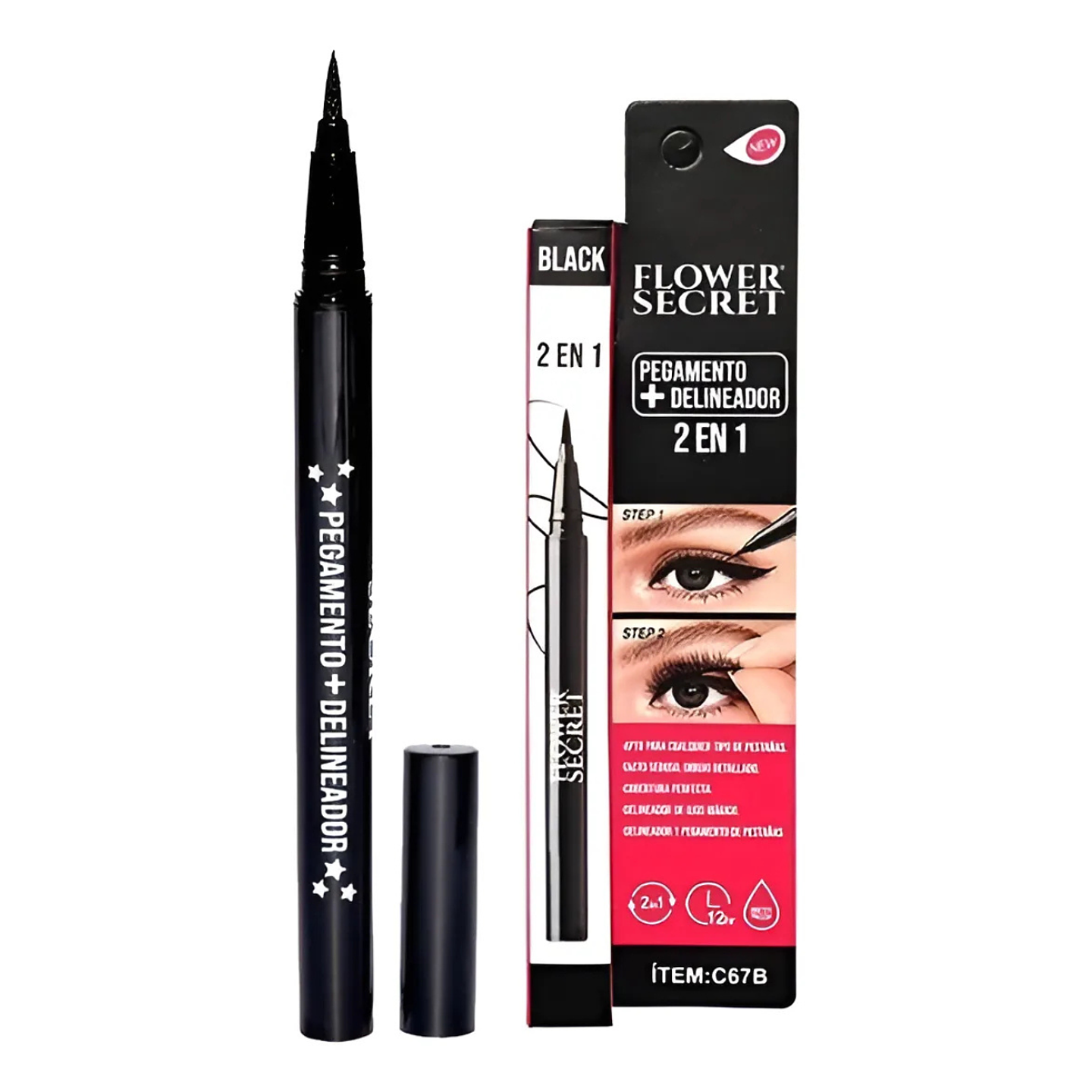 Delineador De Ojos Mágico Con Pegamento Pestañas Flower Secret 1