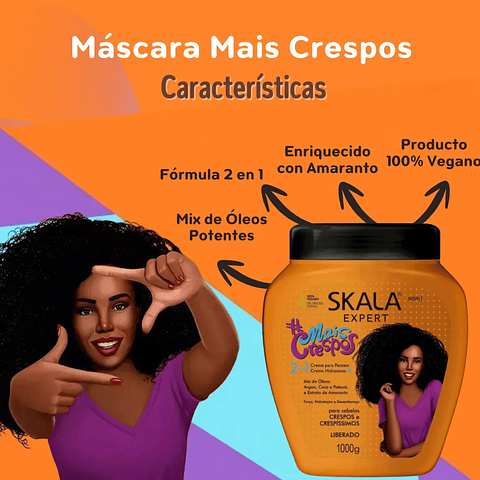 Skala Máscara Mais Crespos Cabello Rizado Y Ondulado 2 En 1