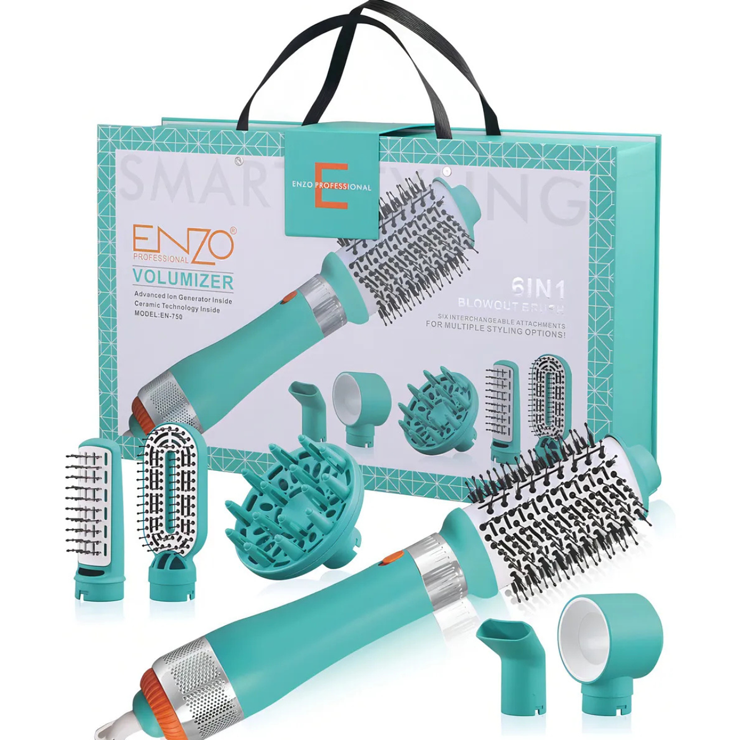 Cepillo Alisador Secador Voluminizador 6 En 1 Enzo 1