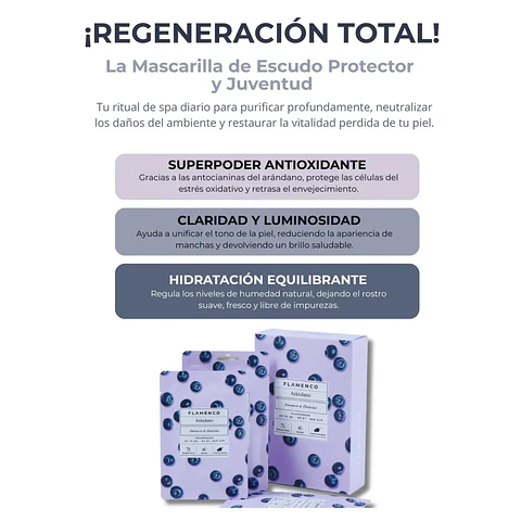 Mascarilla Facial Hidratante de Arandanos Flamenco
