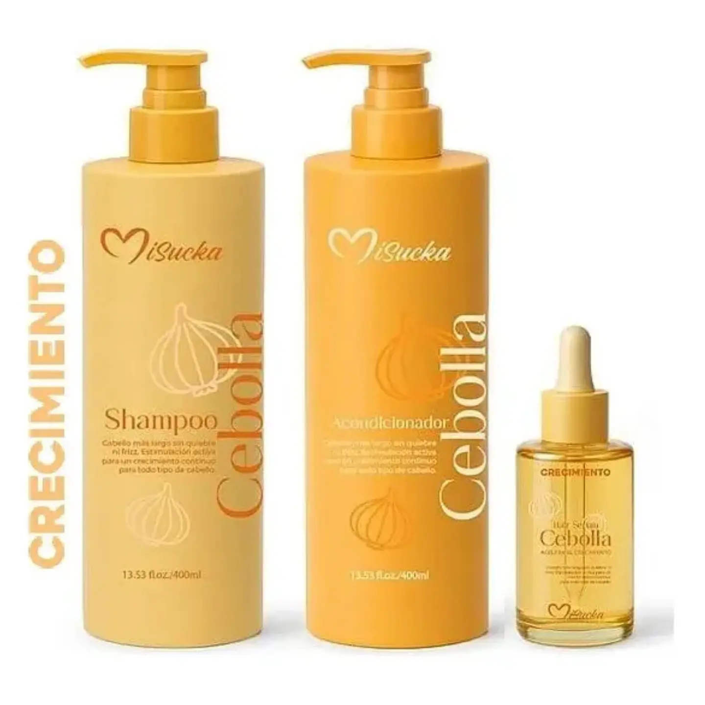 Pack Shampoo Acondicionador Serum Crecimiento capilar Cebolla Misucka 1