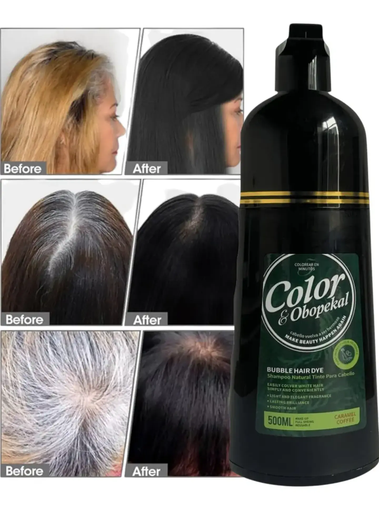 Shampoo Cubre Canas Obopekal Negro Matizante 500ml 4
