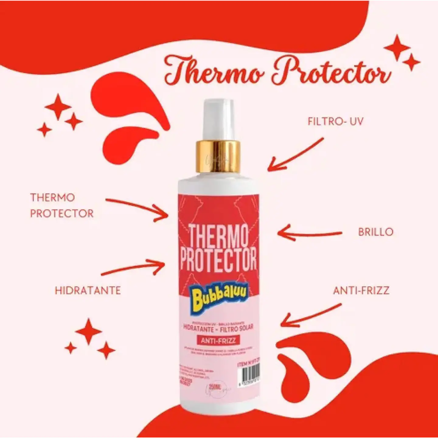 Protector Termico Capilar Antifrizz Bubbaluu Frutilla 250ml 3
