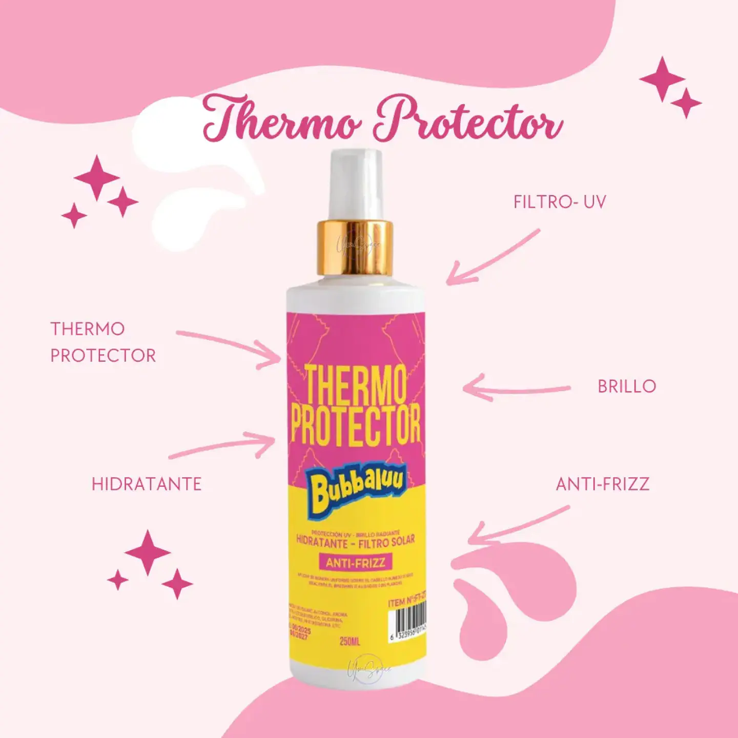 Protector Termico Capilar Antifrizz Bubbaluu Tutifruti 250ml 3