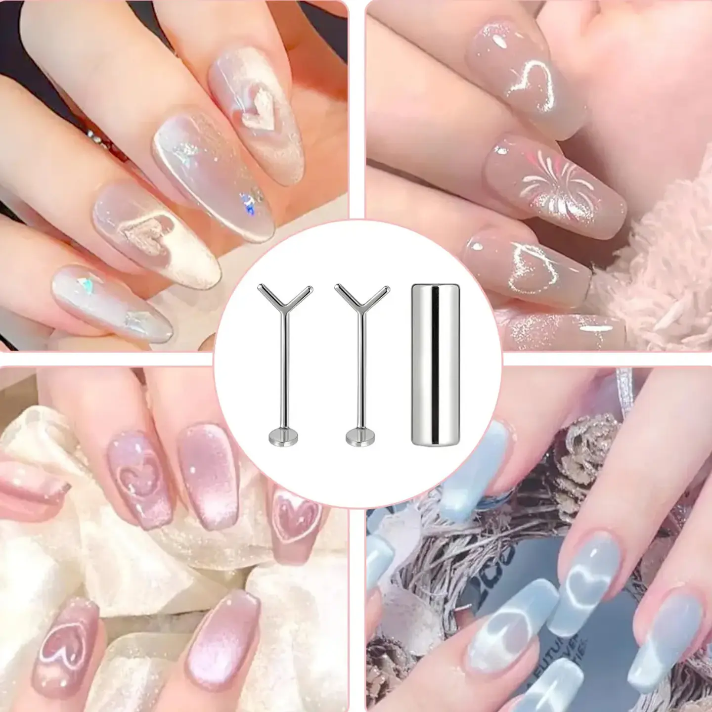 Imán Para Ojo De Gatonail 3 En 1 Y Corazón 3d Uñas Cherimoya 2