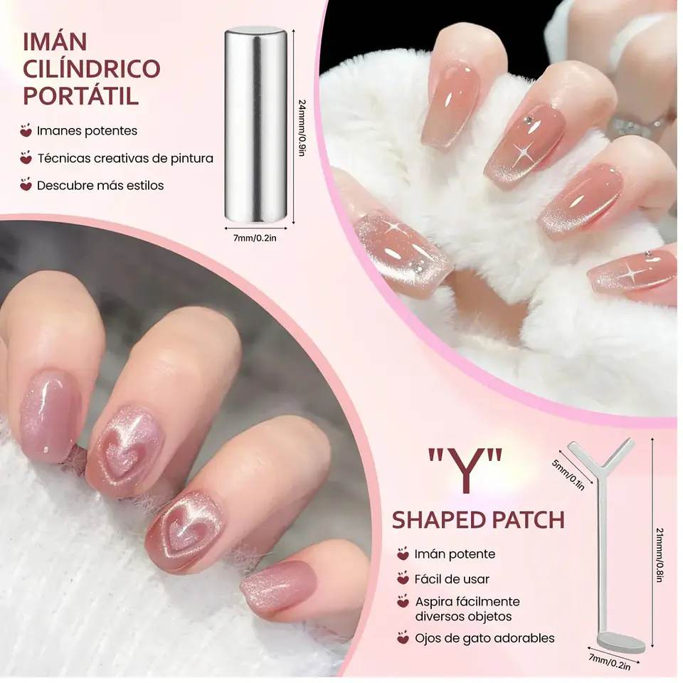 Imán Para Ojo De Gatonail 3 En 1 Y Corazón 3d Uñas Cherimoya 8