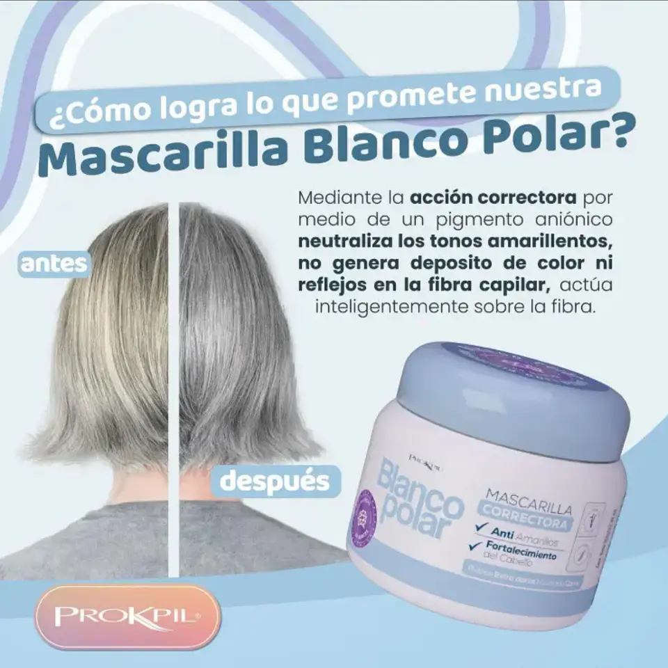 Mascarilla Capilar Anti-amarillos Blanco Polar Prokpil 350g 2
