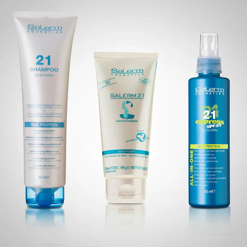 Kit Capilar Salerm 21 Shampoo Acondicionador Sprayprotector 1