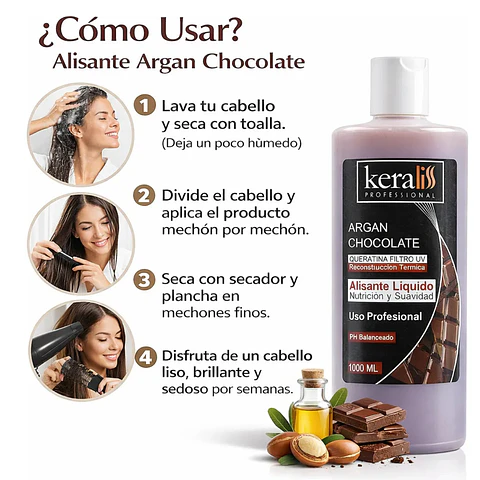Keratina Alisante Argán Chocolate Keraliss Profesional 1000m