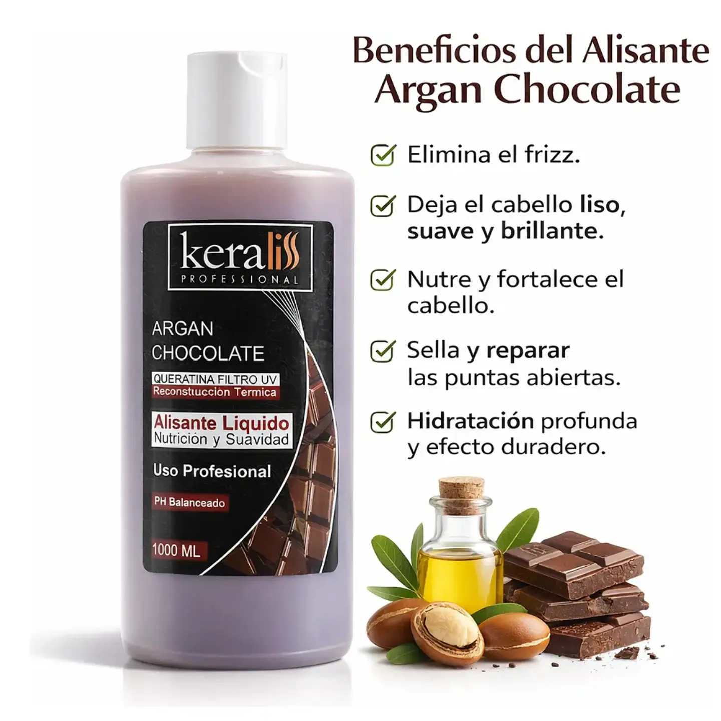 Keratina Alisante Argán Chocolate Keraliss Profesional 1000m 3