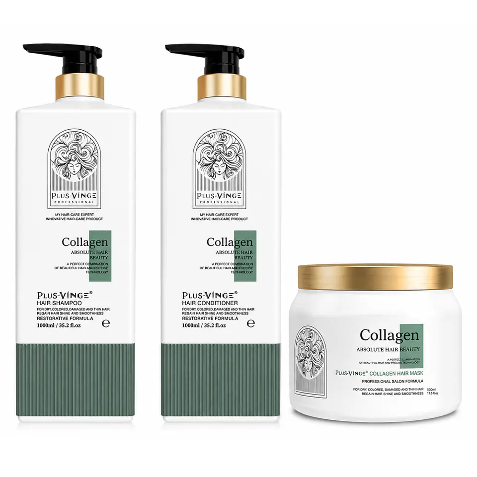 Pack Shampoo+ Acondiconador + Mascarilla Plusvinge Collagen 1