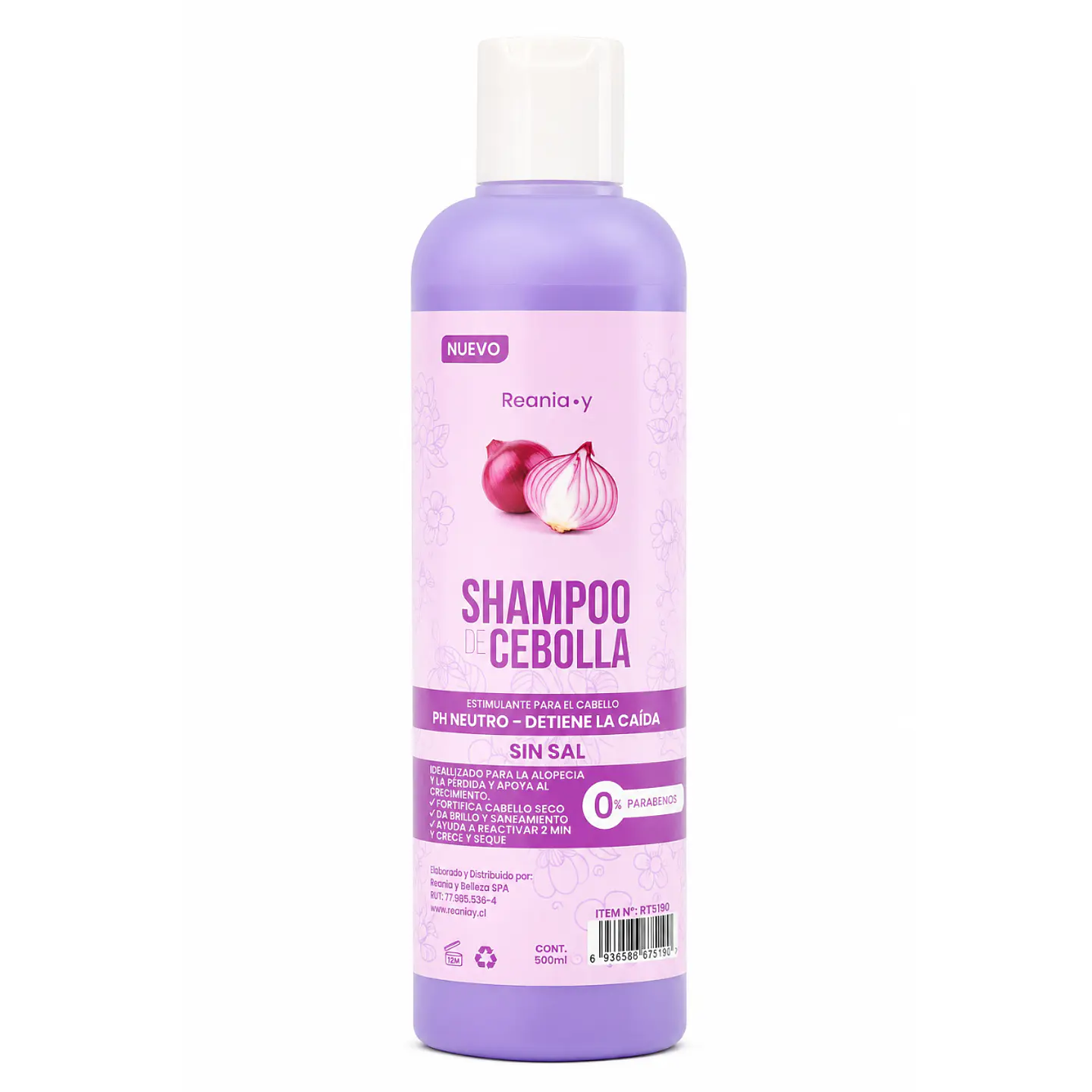 Shampoo Cebolla Anticaida Crecimiento Capilar Reania.y 500ml 1