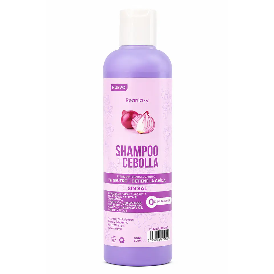 Shampoo Cebolla Anticaida Crecimiento Capilar Reania.y 500ml 1