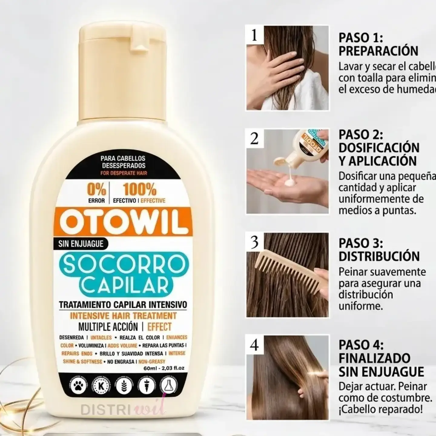 Socorro Capilar Tratamiento Intensivo Sin Enjuague Otowil 60gr 2