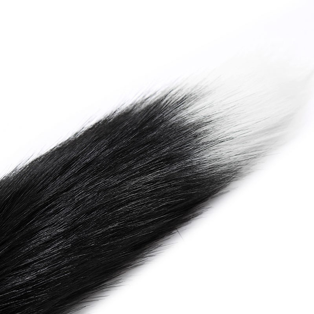Plug cola de zorro negro y blanco 41 cm