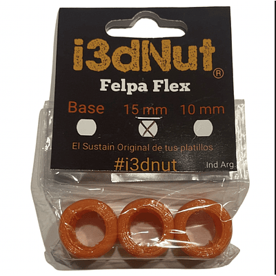 Pack 3 Felpas Flex Protectoras para tope de platillo 15mm I3dNut - Naranjo