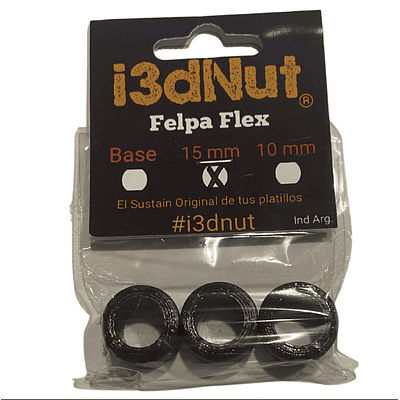 Pack 3 Felpas Flex Protectoras para tope de platillo 15mm I3dNut - Negro