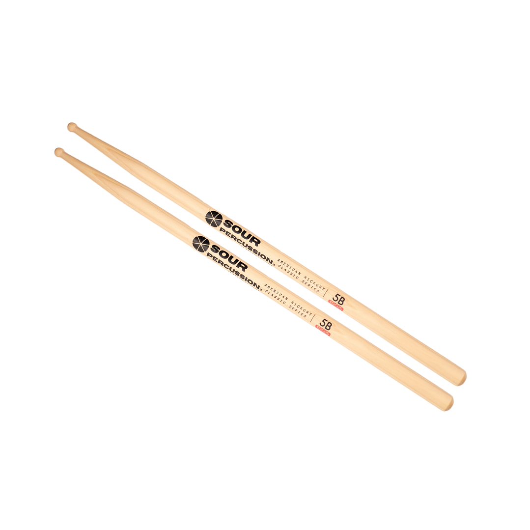 Baquetas Sour Percussion 5B Focus Hickory Punta Medium Round Madera 1