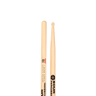 Baquetas Sour Percussion 5B Focus Hickory Punta Medium Round Madera