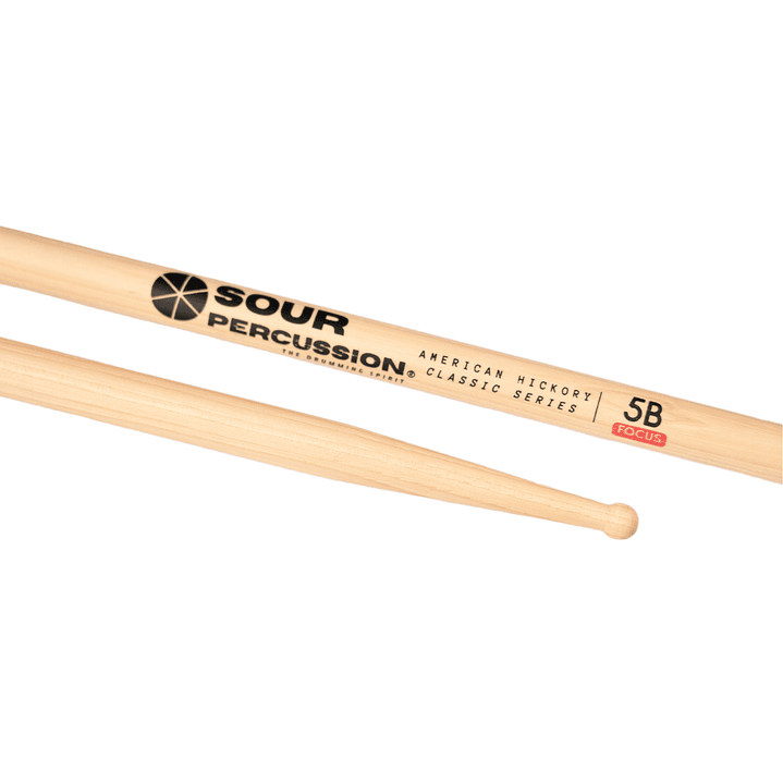 Baquetas Sour Percussion 5B Focus Hickory Punta Medium Round Madera 3