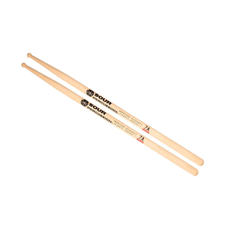 Baquetas 7A Focus Sour Percussion Hickory Punta Medium Round Madera Classic Series 1
