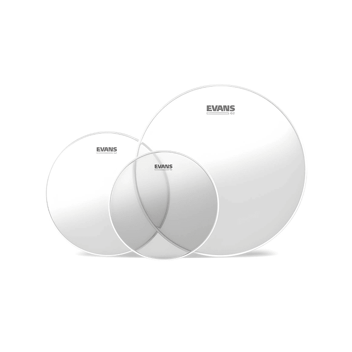 Set Parches Tom Evans G2 Clear Transparente Rock 10, 12 y 16 1