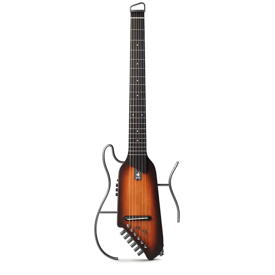 Guitarra Silent Electroacústica Viaje Donner Cuerdas Metal HUSH-I Mahogany Sunburst 1