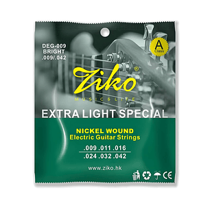 Cuerdas Guitarra Eléctrica Ziko Nickel DEG-009 Extra Light 