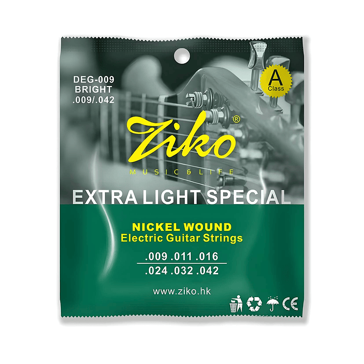 Cuerdas Guitarra Eléctrica Ziko Nickel DEG-009 Extra Light  1