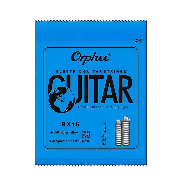 Cuerdas Guitarra Eléctrica Orphee Nickel RX15 Super Light 1