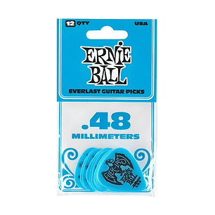 Pack Uñetas Guitarra Ernie Ball Everlast Picks P09181 Blue 12u. 0,48mm