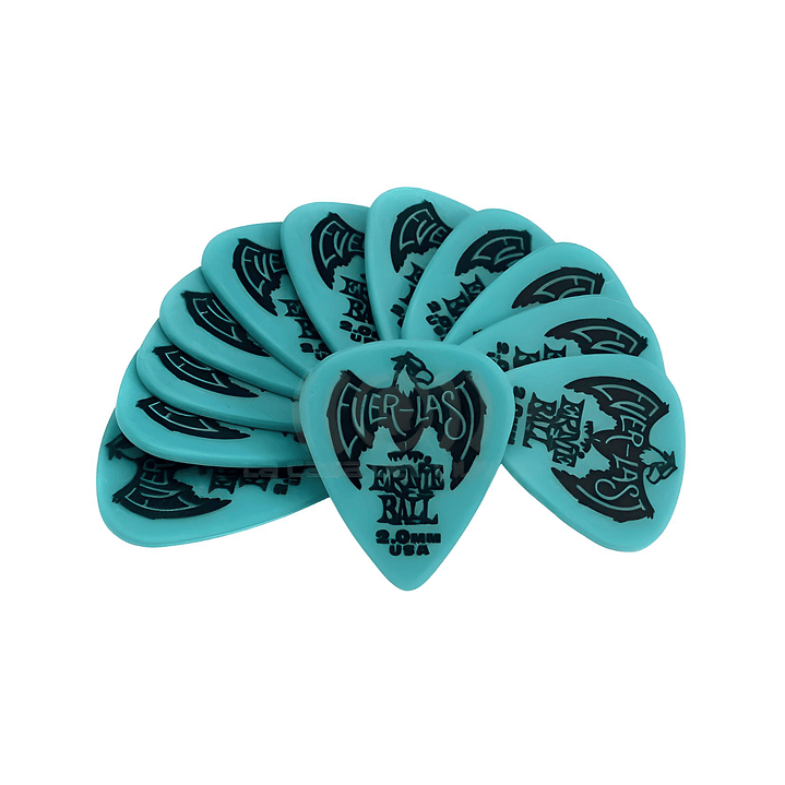 Pack Uñetas Guitarra Ernie Ball Everlast Picks P09196 Teal 12u. 2,00mm 1